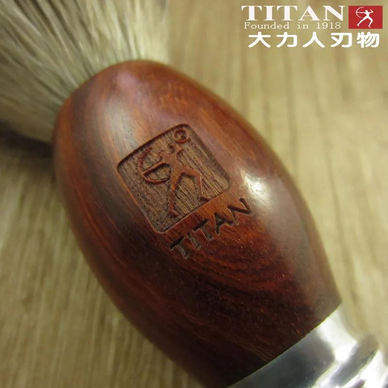 Titan-Brosse de barbier avec manche en bois naturel, blaireau, blaireau, cadeau
