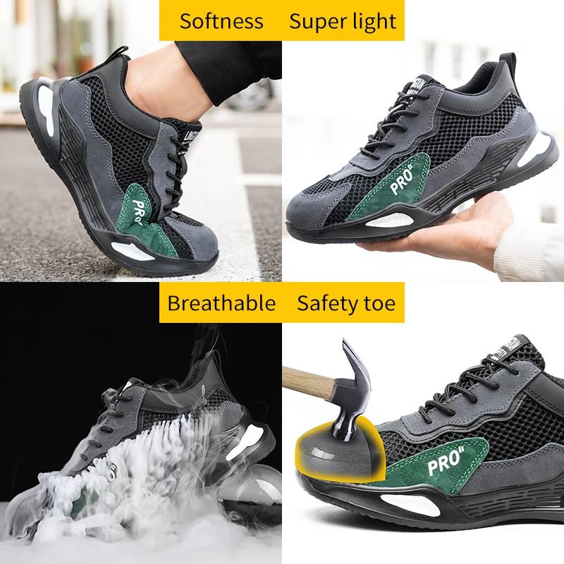 Chaussures de travail de sécurité pour hommes, chaussures d'extérieur avec embout en acier, anti-per