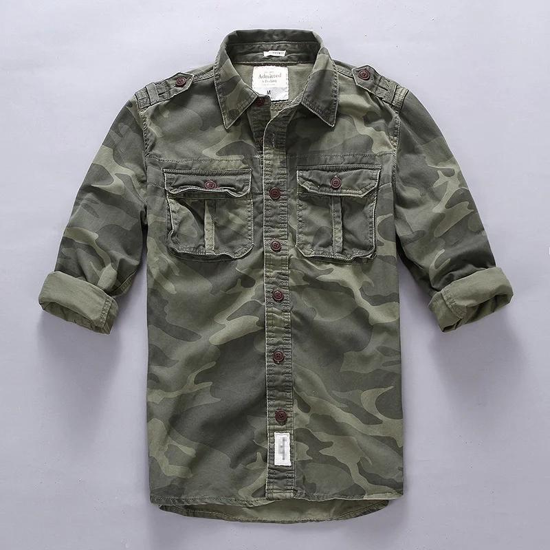 CamSolomon-Chemises cargo militaires pour hommes, chemises en coton et lin pour hommes, manches long