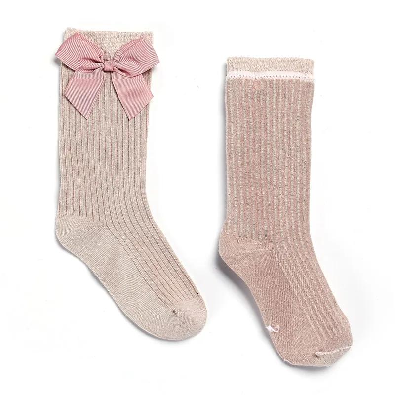 Chaussettes en coton pour petites filles de 0 à 8 ans, chaussettes longues et douces avec nœuds, cha