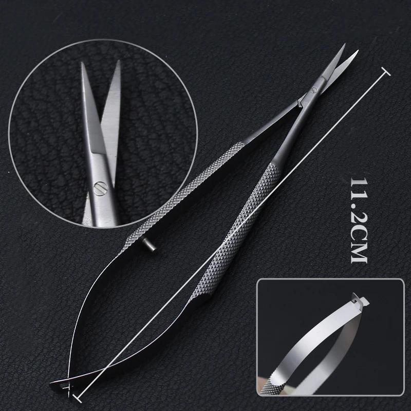 Nouveau 4 pièces/ensemble instruments microchirurgicaux ophtalmiques 12.5cm ciseaux + porte-aiguille