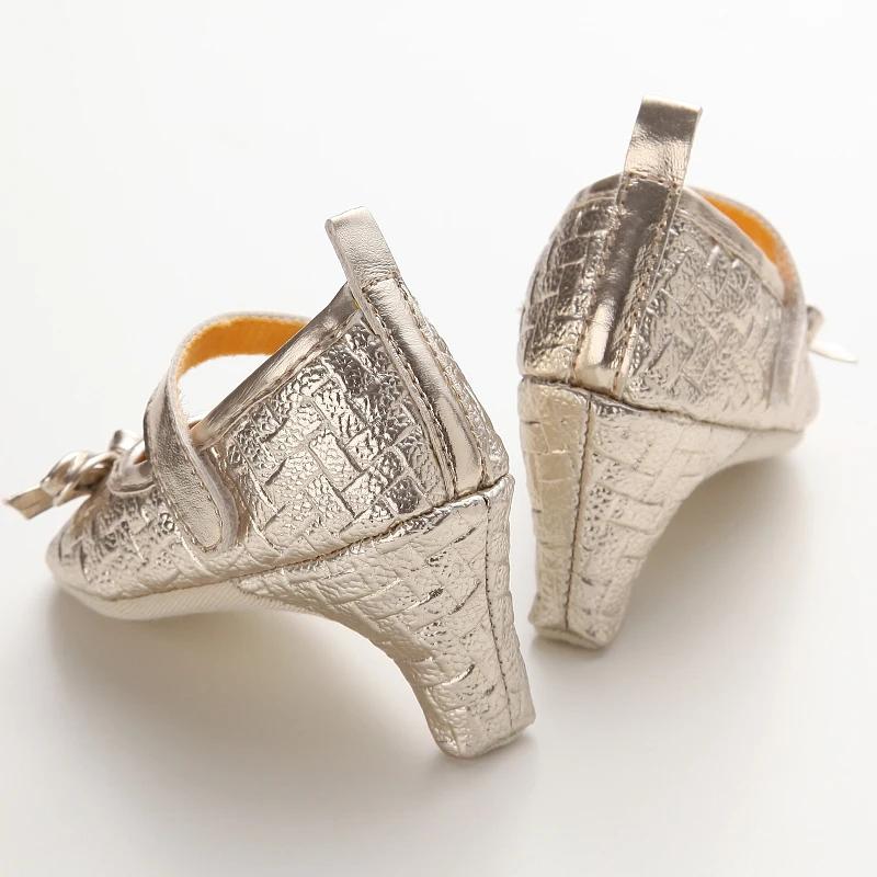 Chaussures à talons hauts pour nouveau-né fille, chaussures de princesse avec nœud, pour fête de pre