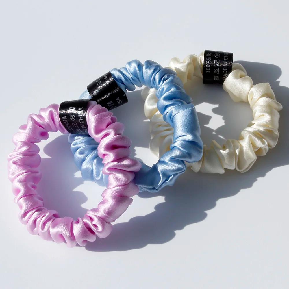 Chouchous en soie de mûrier 100% Pure, attaches pour cheveux, bandes en caoutchouc pour femmes et fi