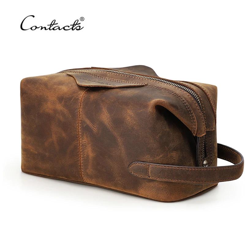 CONTACT'S – sac à cosmétiques suspendu pour hommes, pochette de rangement de voyage en cuir de cheva