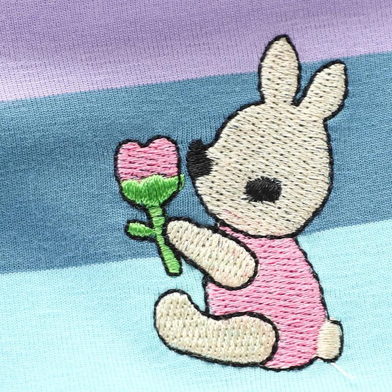 Robe d'été pour filles, jolie robe de princesse à manches courtes, lapin de dessin animé brodé, band