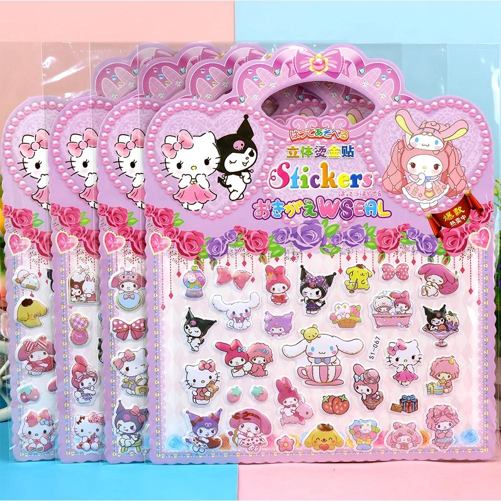 4 pièces Sanrio mignon dessin animé Kuromi ma mélodie bulle autocollants drôle Graffiti 3D gonflé dé