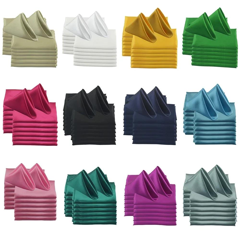 Serviettes de Table en Satin 45x45cm, pour Mariage, Restaurant, Noël, Anniversaire, Banquet, 30 Pièc