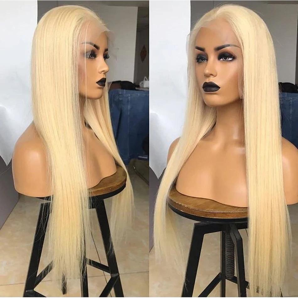 Perruque Lace Frontal Wig brésilienne naturelle, cheveux lisses, blond Transparent HD, 13x4, 13x6, p
