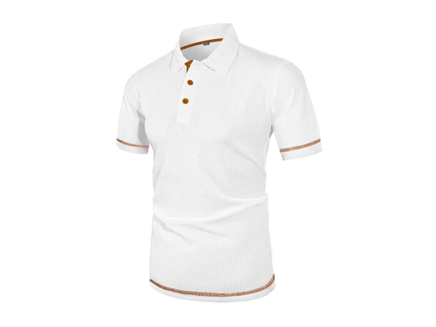 POLO d'été à revers en soie glacée pour hommes, T-shirt à manches courtes, haut pour hommes