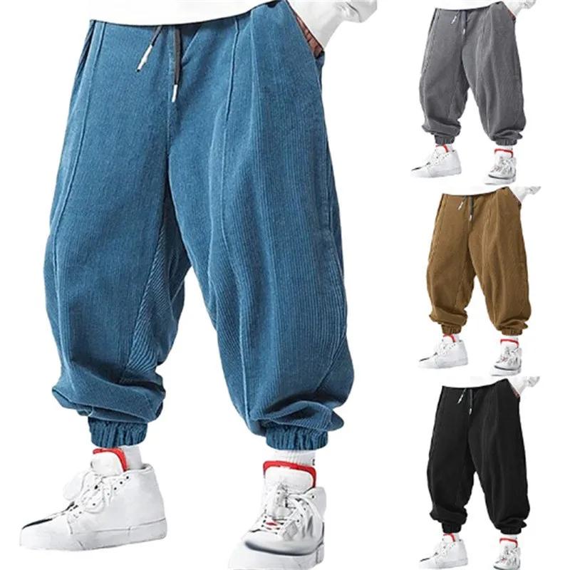 Printemps automne hommes décontracté ample cordon pantalon mode pantalons de survêtement couleur uni