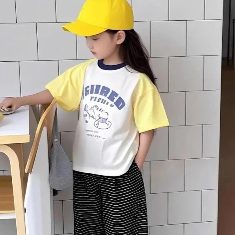 T-shirt d'été en coton à manches courtes pour bébés filles, motif dessin animé, haut tendance, nouve