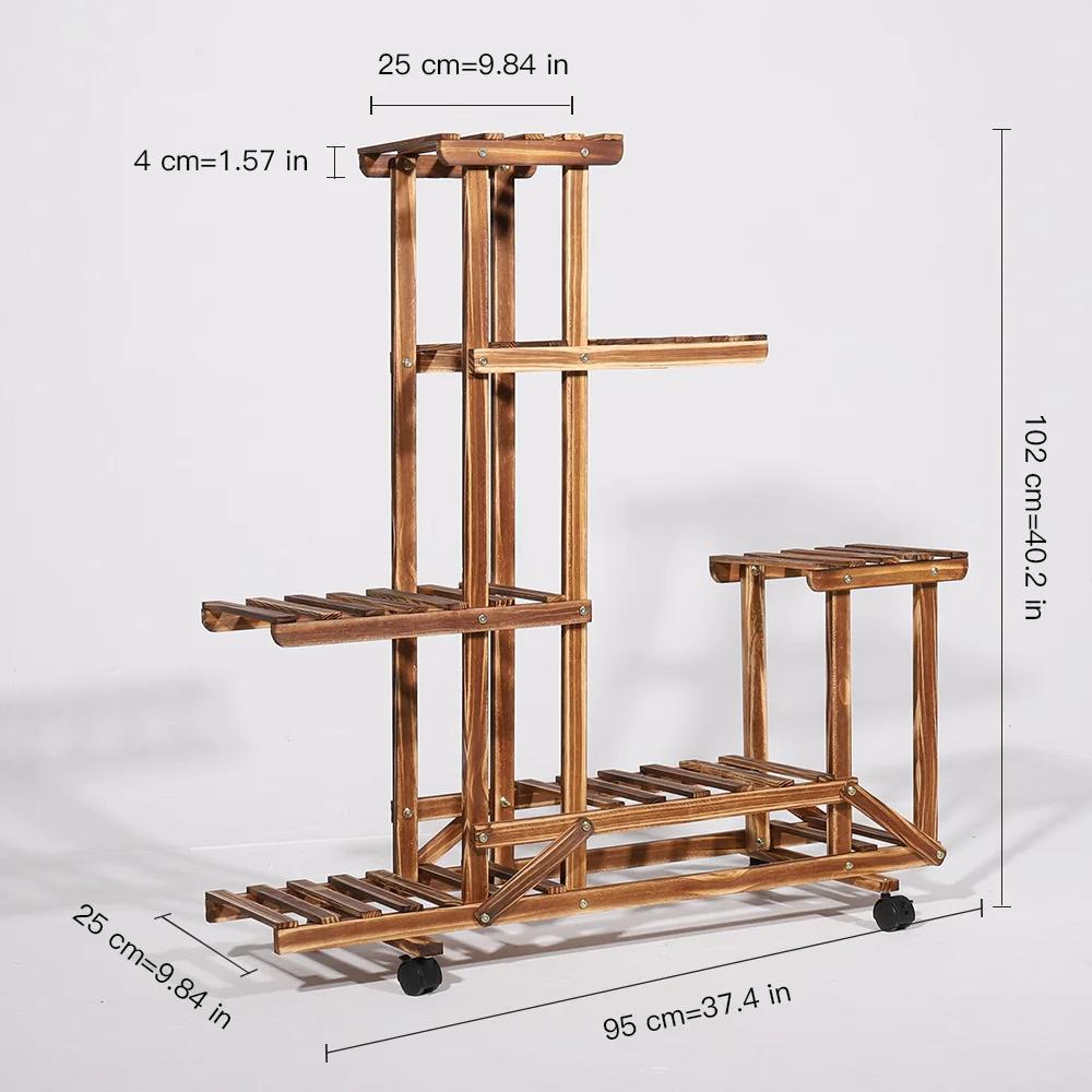 Support pour plantes en bois multicouche, support pour Pot de fleurs roulant d'intérieur et d'extéri