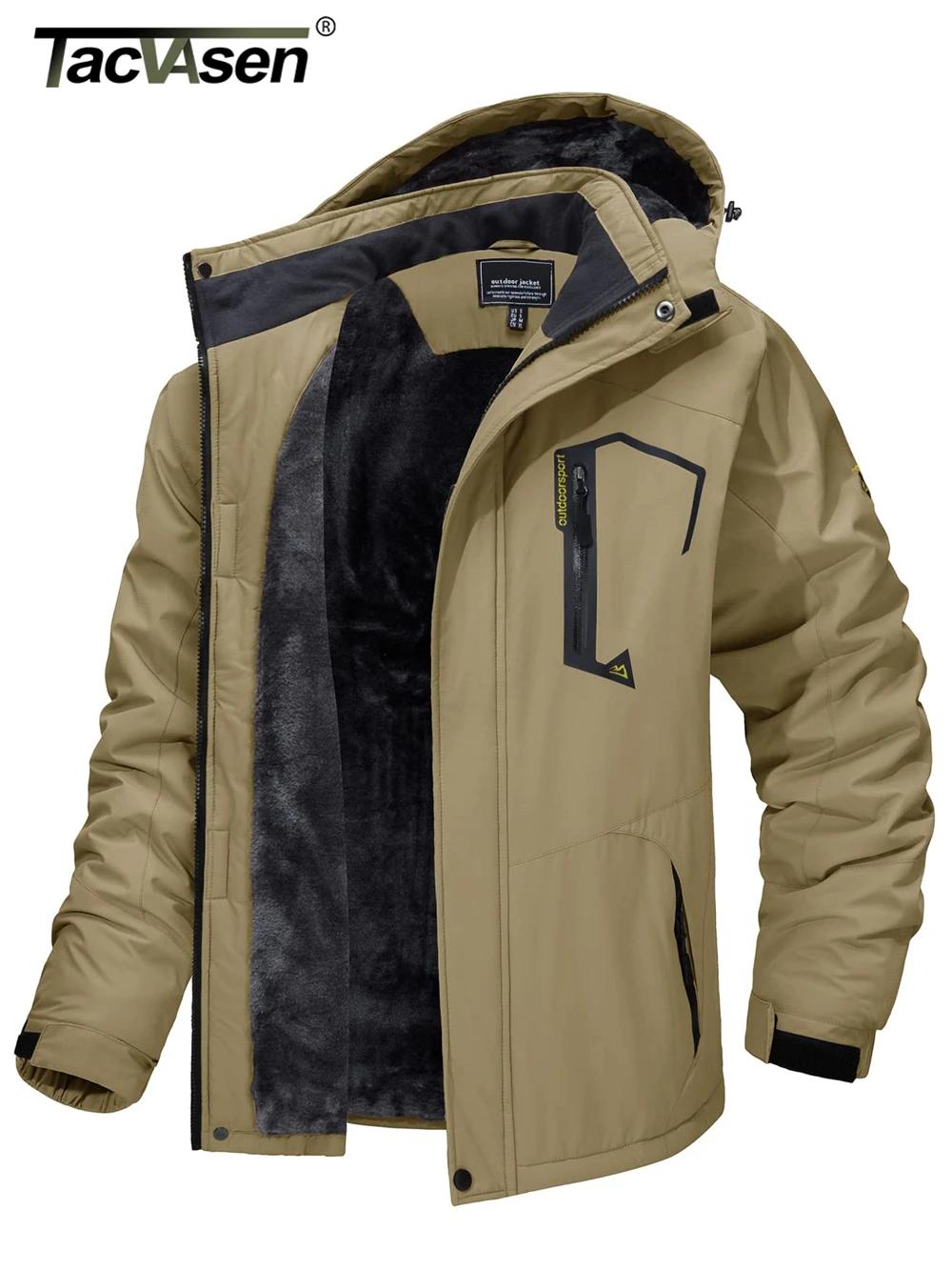 TACVASEN doublure polaire vestes de montagne hommes vestes de randonnée en plein air manteaux à capu