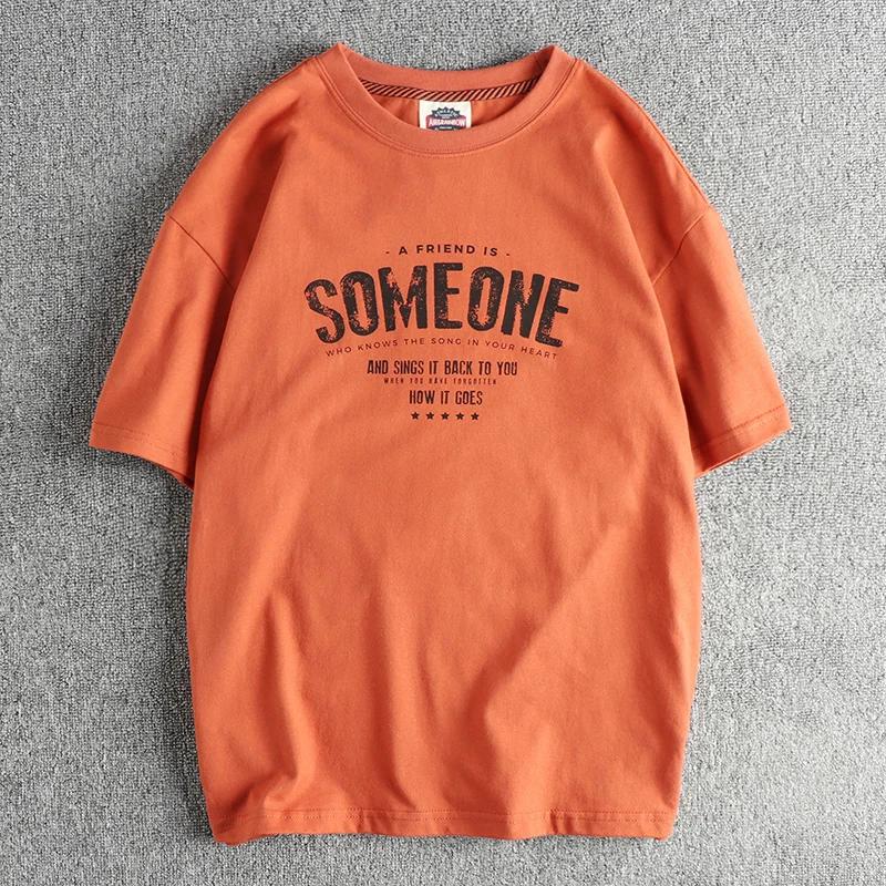 T-shirt à Manches Courtes et Col Rond pour Homme, Style Rétro Américain, Lettres Imprimées, Simple,