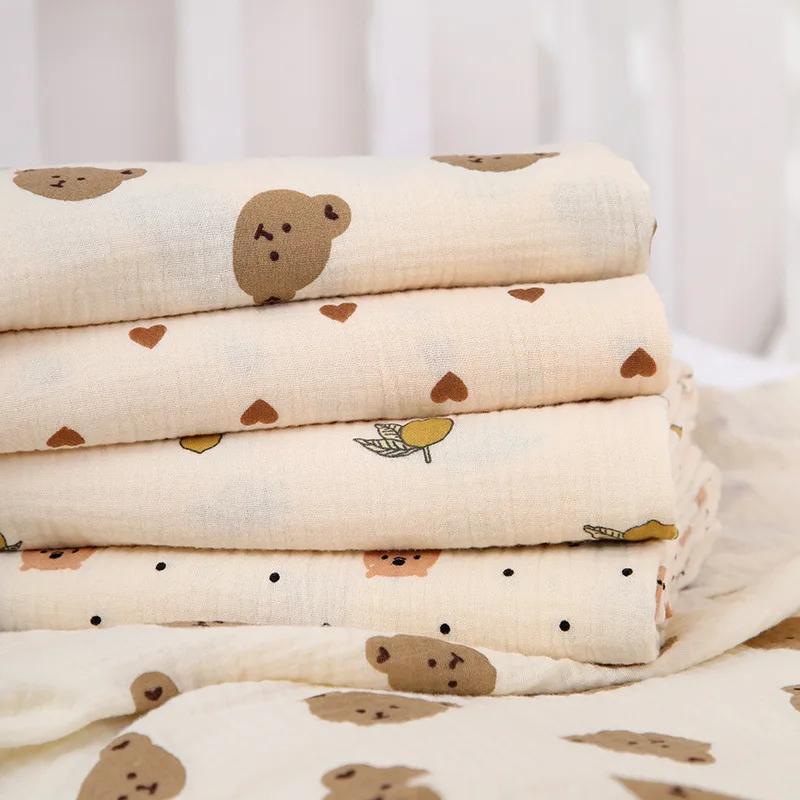 Couverture d'emmaillotage en mousseline de coton pour bébé, imprimé de dessin animé mignon, douce et