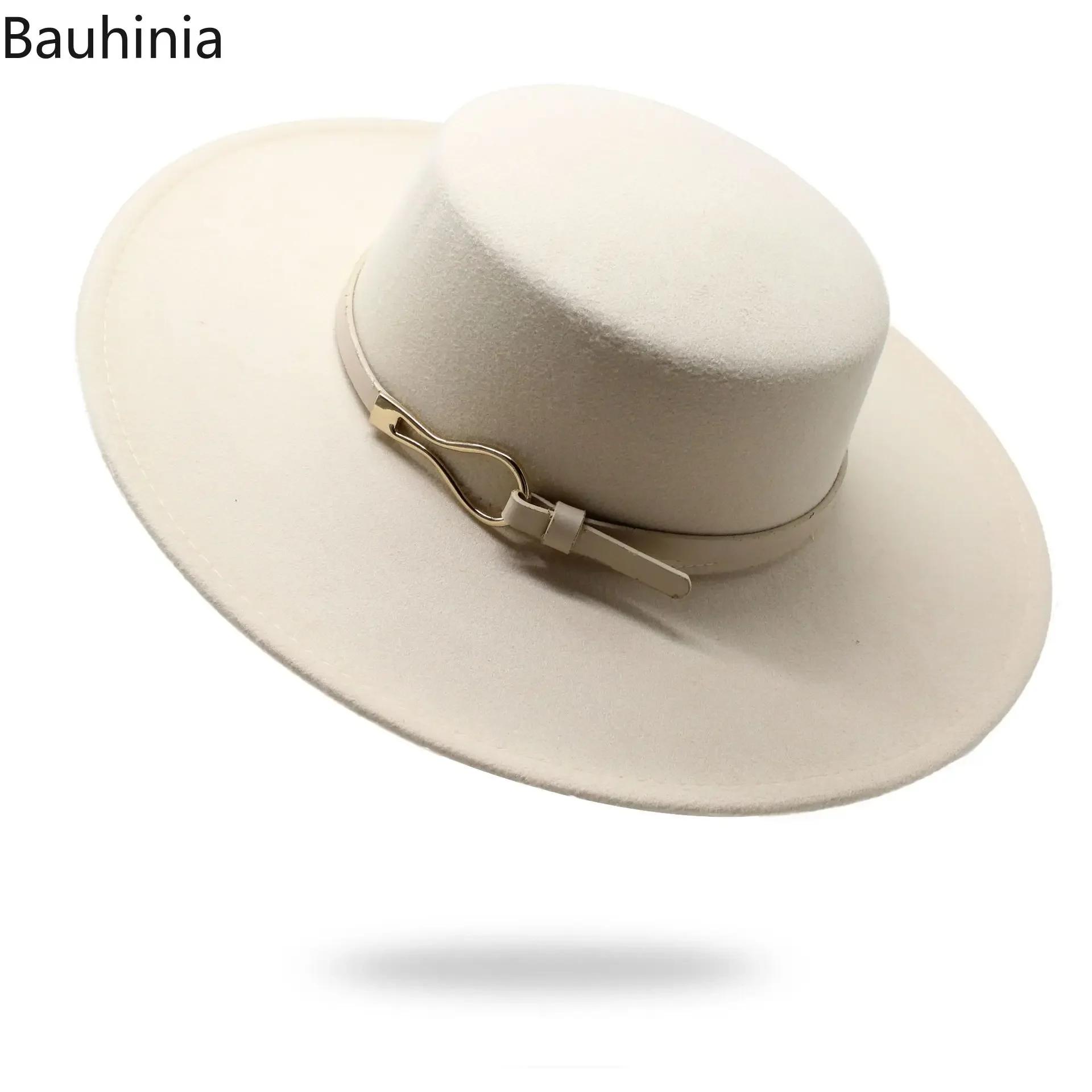 Bauhiniua – casquette en feutre de laine Fedoras Jazz, chapeaux d'église chauds et plats de 10CM à l