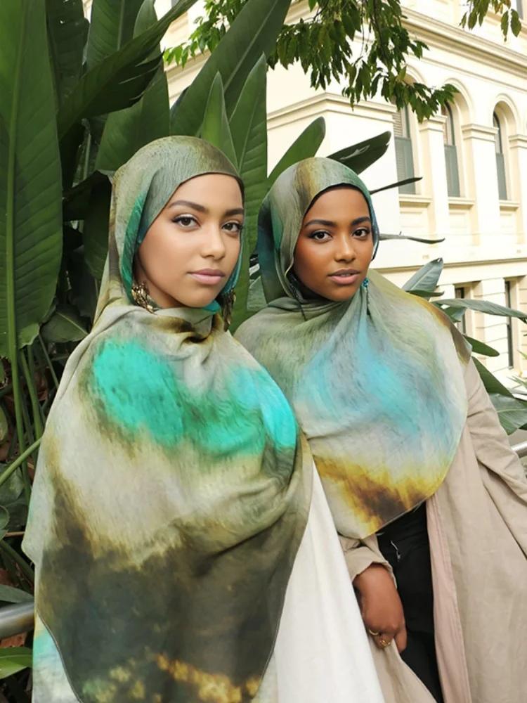 1 pièces Ramadan Hijab imprimé léopard femmes bohème aquarelle doux musulman Hijabs Floral respirant