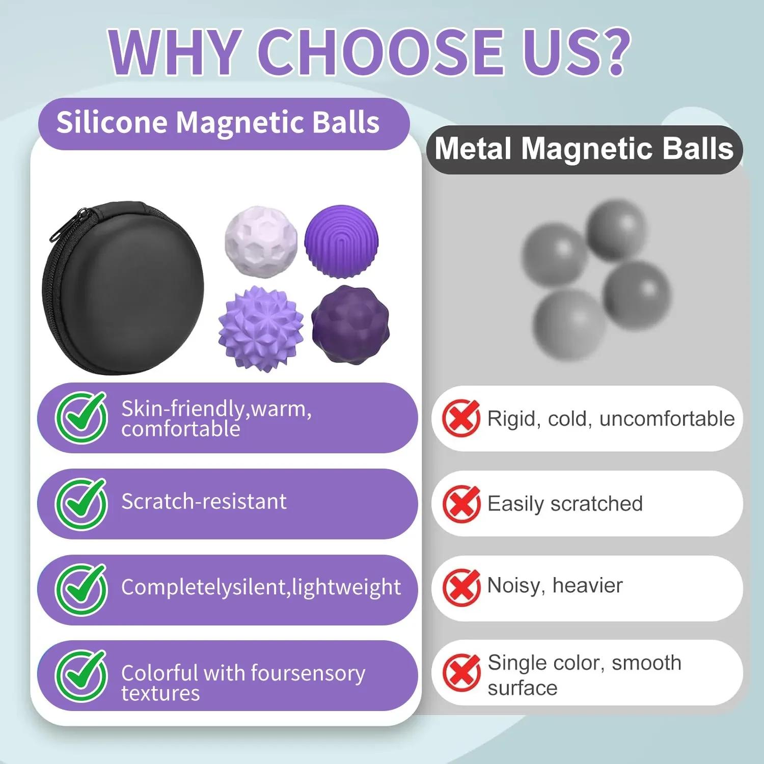 Boules sensorielles magnétiques en Silicone, jouet Fidget, balles d'inquiétude, autisme, apaisant, j