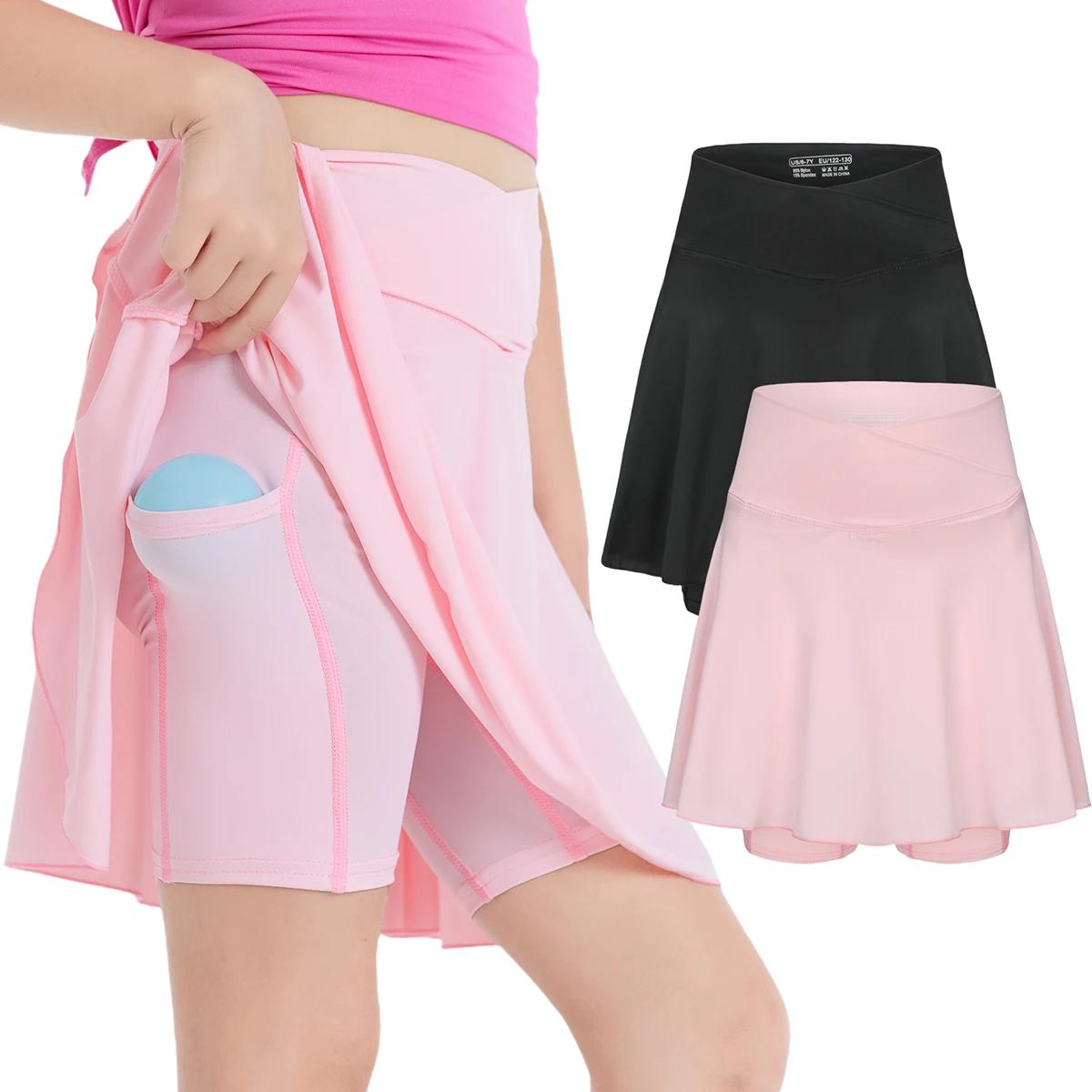 Jupe-Short Sportive pour Tennis avec Poches Latérales et Taille Haute – Tenue Active pour Filles, En
