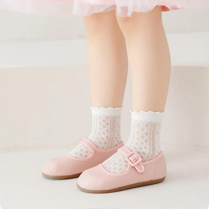5 paires/lot chaussettes en maille blanches pour enfants pour filles été mince respirant fille chaus