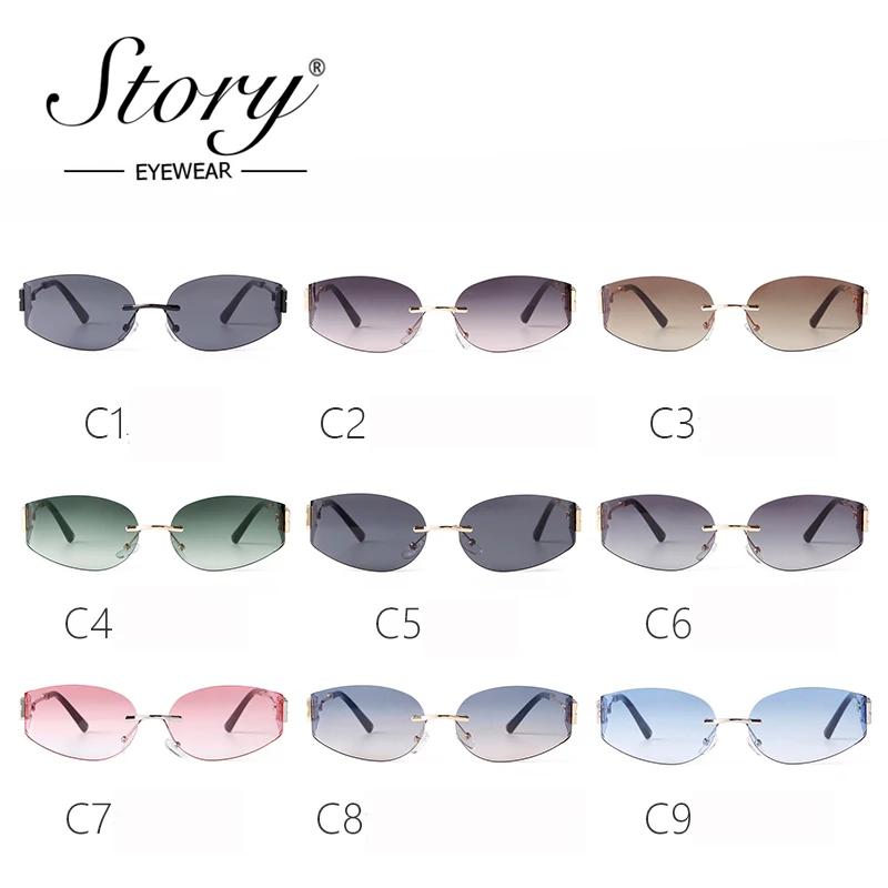 STcocktail-Lunettes de soleil ovales sans monture pour femmes et hommes, monture argentée, nickel é