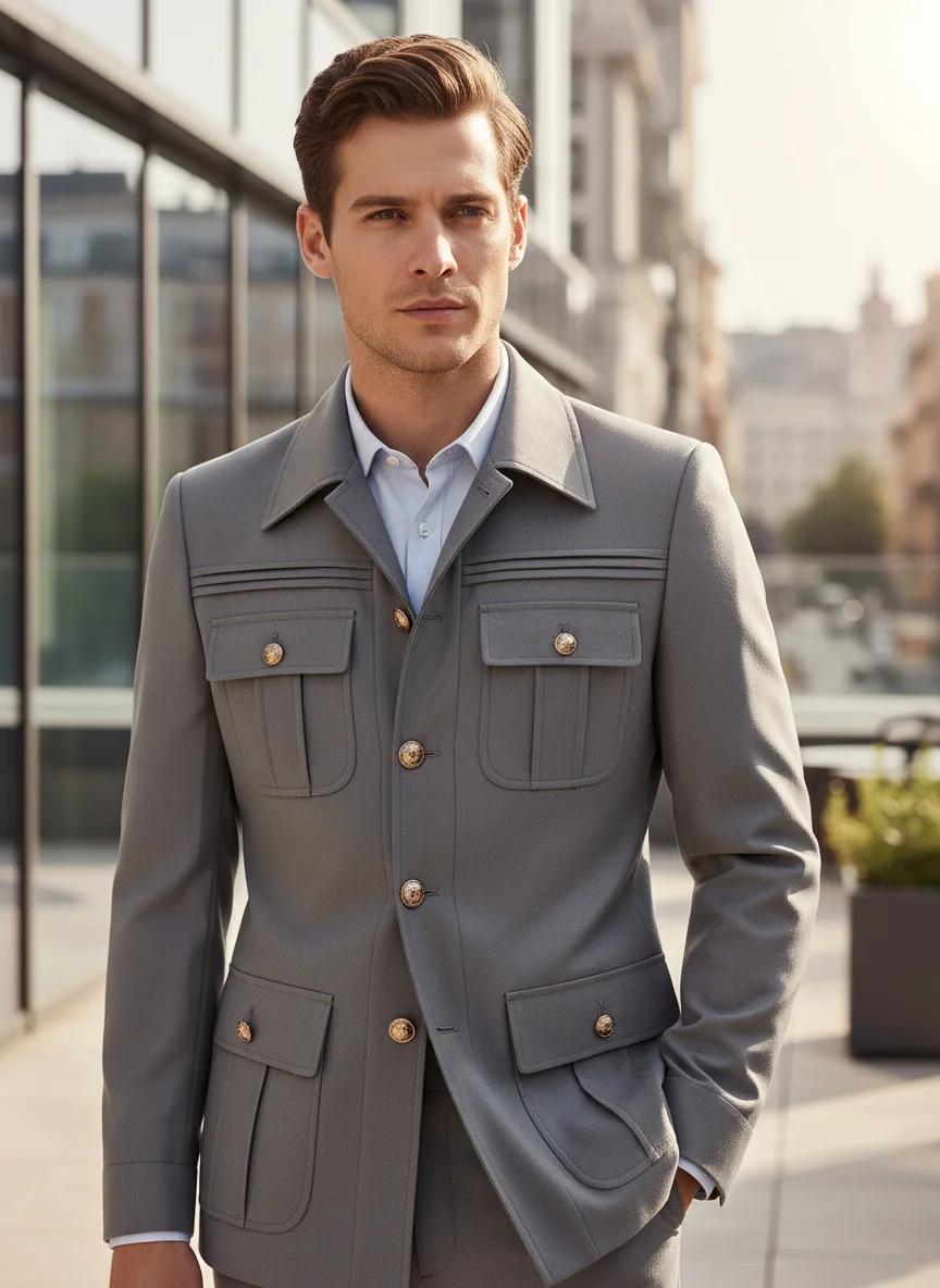 ST Cassy – costume élégant pour hommes, haute qualité, coupe classique, multi-boucles, multi-poches,