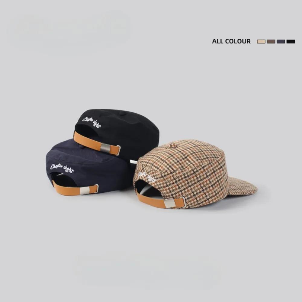 Casquette vintage à dessus plat, à carreaux, avec broderie de lettres, imprimé léopard, casquette de