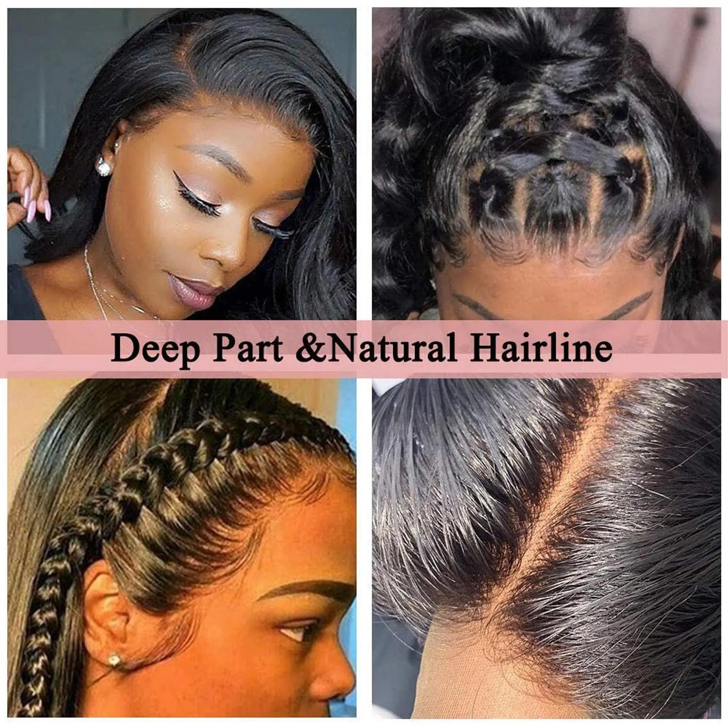 Perruque Lace Front Wig 360 naturelle lisse, cheveux humains, 13x4 13x6 30 32 34 pouces 4x4, HD