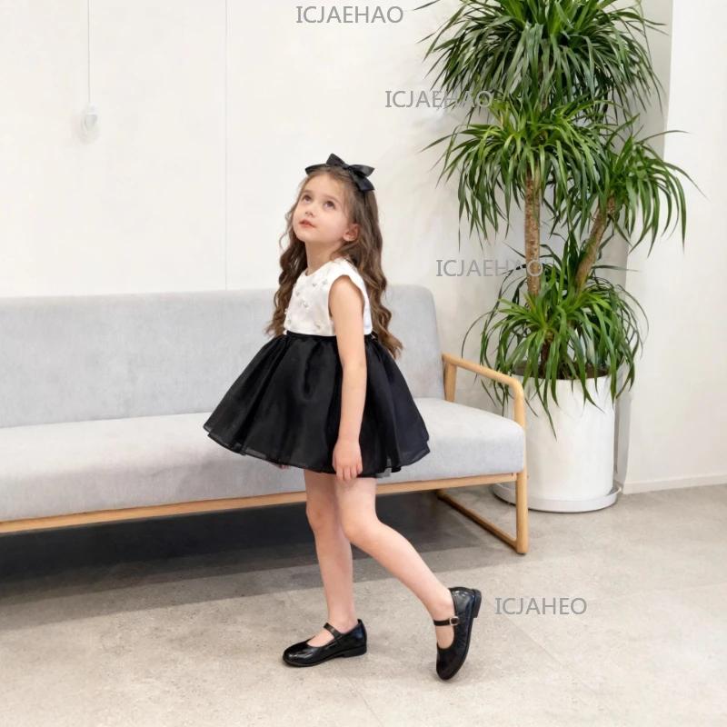Robe de soirée en satin noir pour bébé, idéale pour le premier anniversaire, robe de demoiselle d'ho