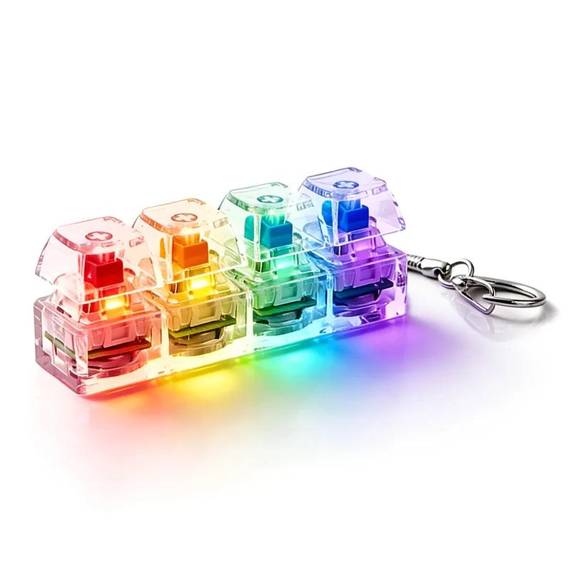 Clavier à 4 boutons pour doigts, porte-clés, clavier RGB, jouet anti-stress avec lumières pour soula