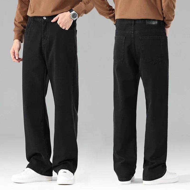 Homme flambant neuf automne jean hommes noir décontracté Baggy pantalon classique droit confortable