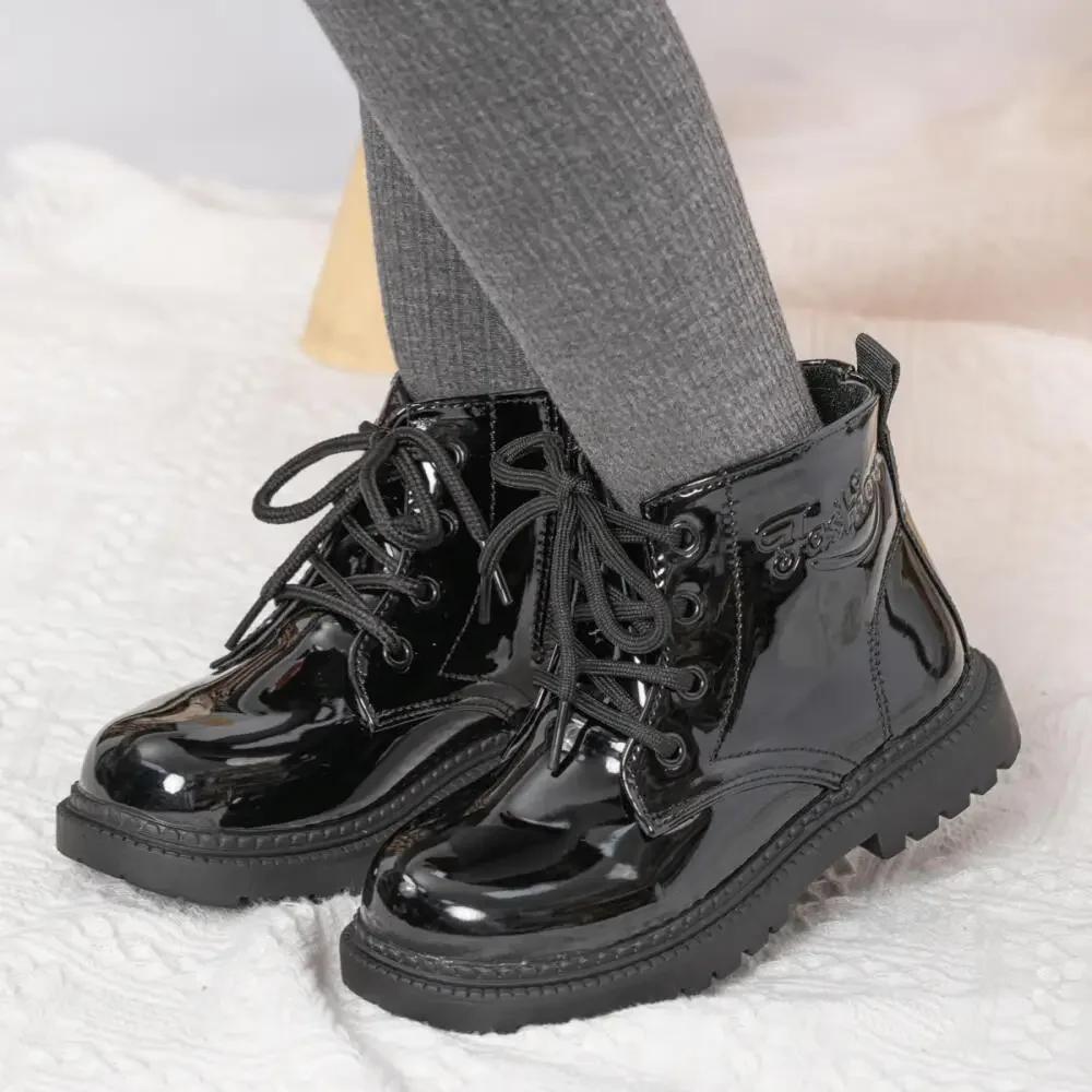 Chaussures d'automne et d'hiver pour enfants, bottes imperméables en cuir PU pour enfants, bottes ha
