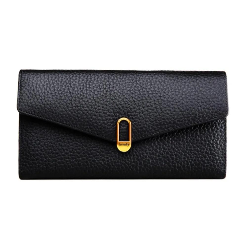 Portefeuilles longs en cuir véritable pour femmes, sacs à main de créateur de luxe, porte-cartes de