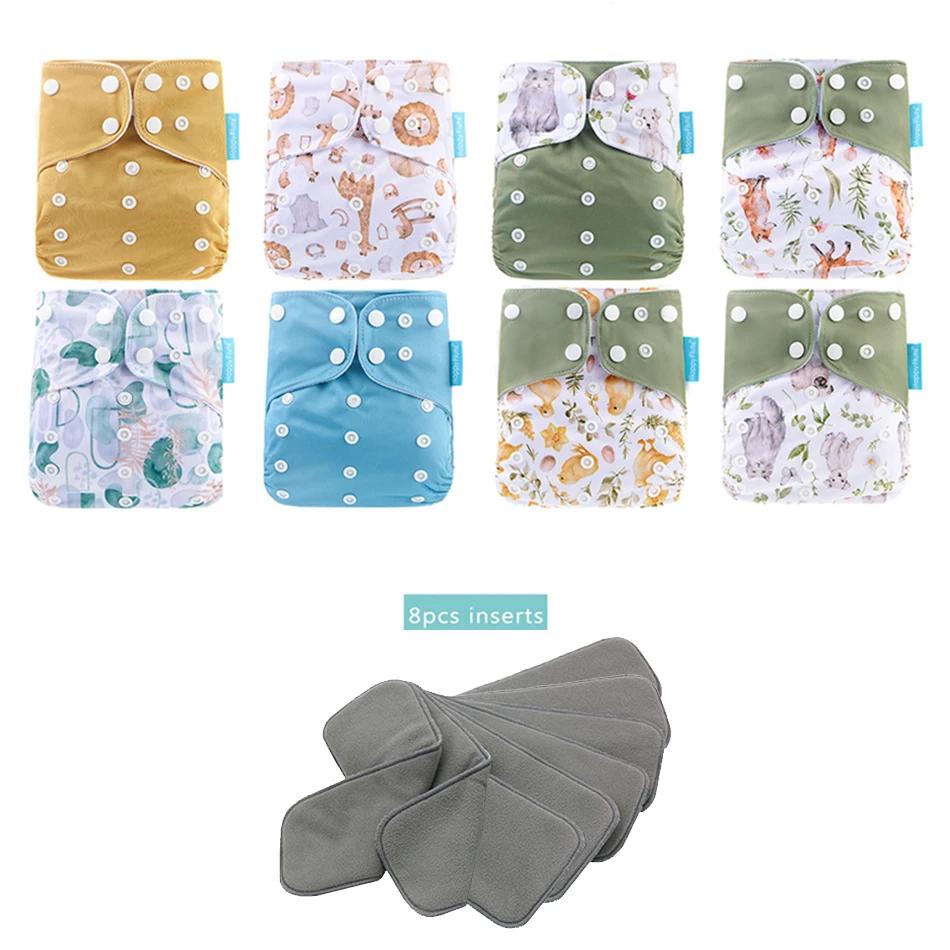 Happyflute nouveau OS poche ensemble de couches réglable 8 pièces couche + 8 pièces charbon de bambo