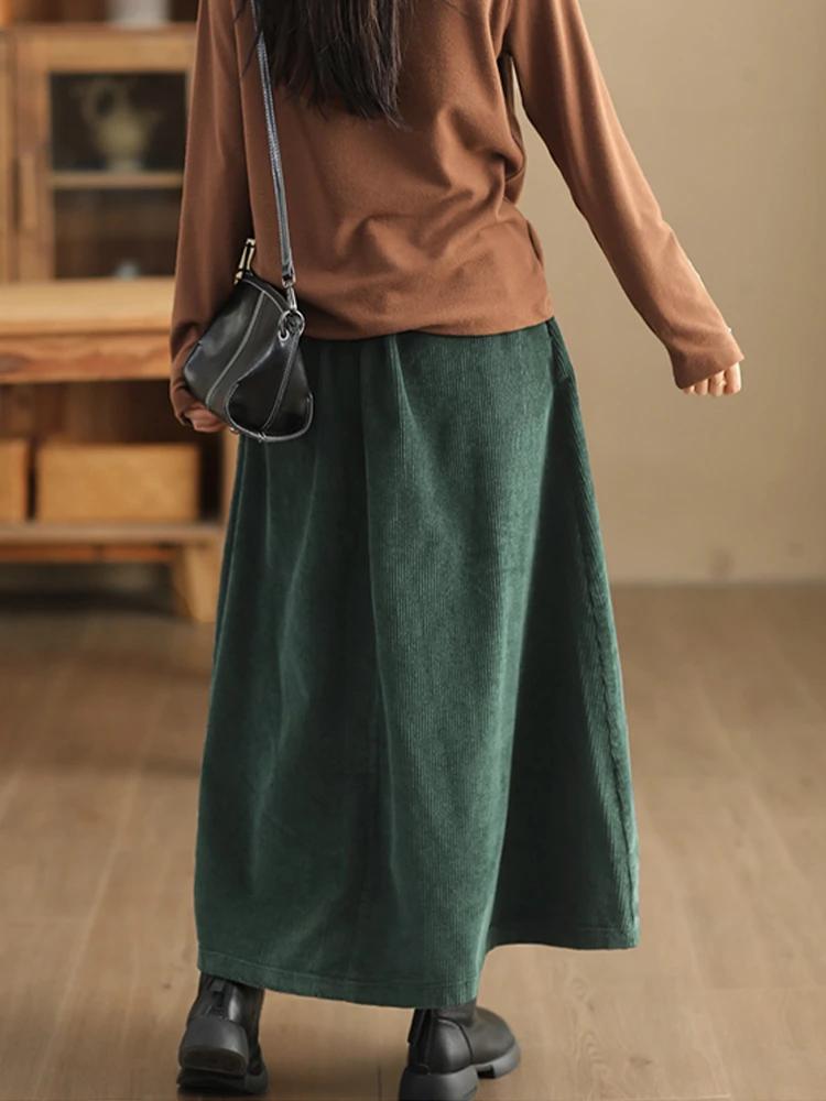 Amax luluE mode chinoise vêtements d'hiver femmes élégantes jupes en velours côtelé amples dames loi