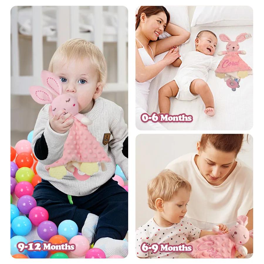 Couverture personnalisée avec nom bébé - Cadeau nouveau-né étiquettes hochets ensemble douillet
