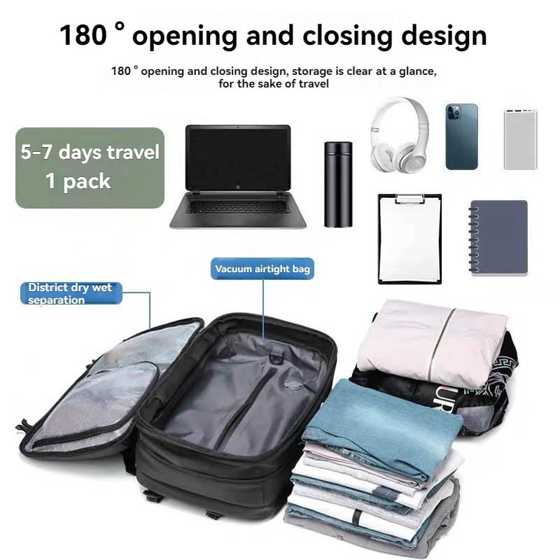 Sac à dos de voyage scellé sous vide, système de compression d'air extensible, serrure TSA étanche,