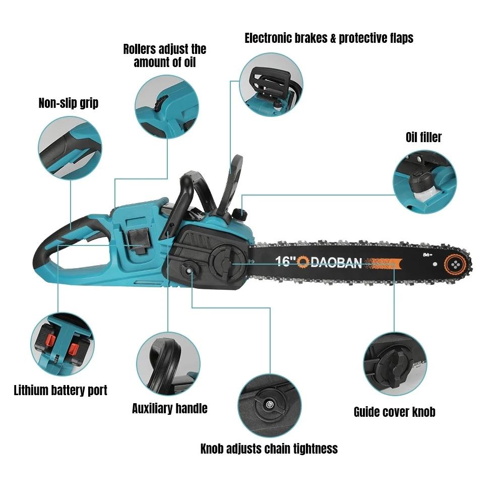Makita – tronçonneuse électrique sans fil de 16 pouces, avec huileur automatique, outil de coupe pou