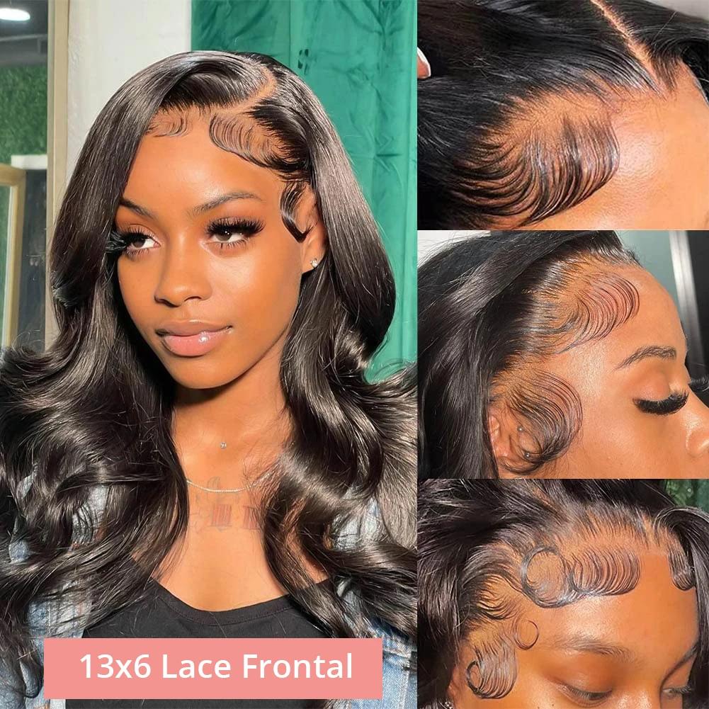 Perruque Lace Front Wig Body Wave Brésilienne Naturelle, Cheveux Humains, Sans Colle, 30 32 34 Pouce