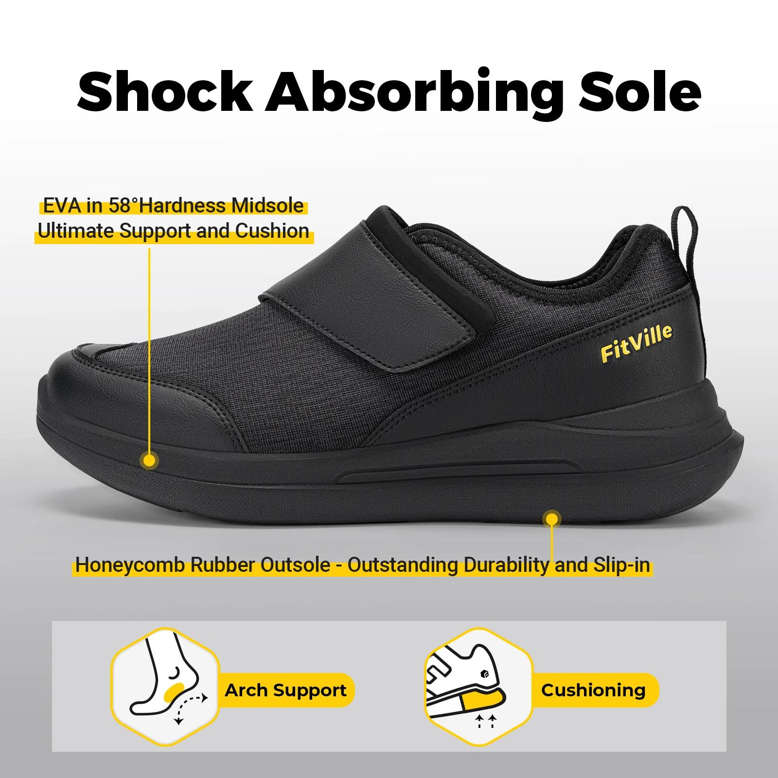 Fitville – chaussures pour diabétiques pour hommes, chaussures de marche larges, antidérapantes, fac