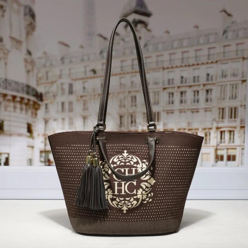 CHCH nouveau sac fourre-tout en tricot pour femmes grand sac de plage bandoulière Shopper avec lettr