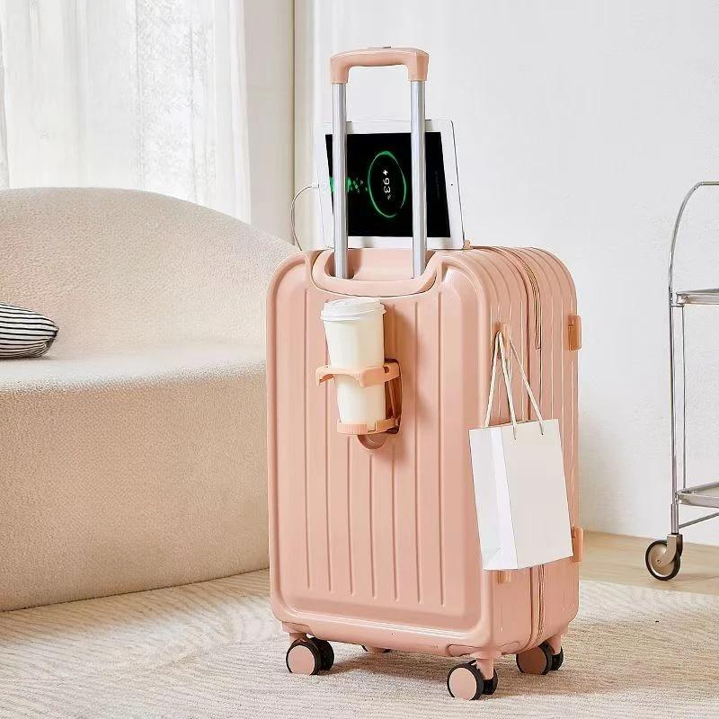 Valise épaissie adaptée à l'embarquement avec interface de développement USB, porte-gobelet tr/min,