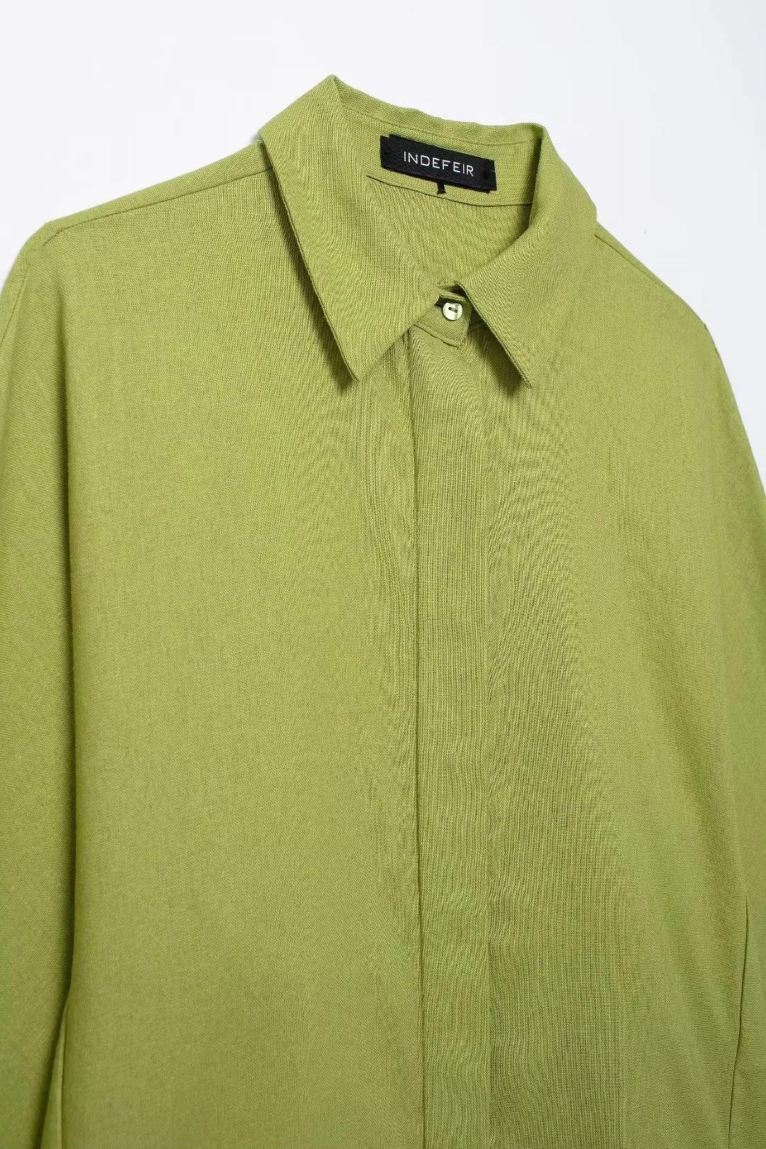 HH femmes décontracté solide Blouse pantalon ensembles ample à manches longues revers chemises taill