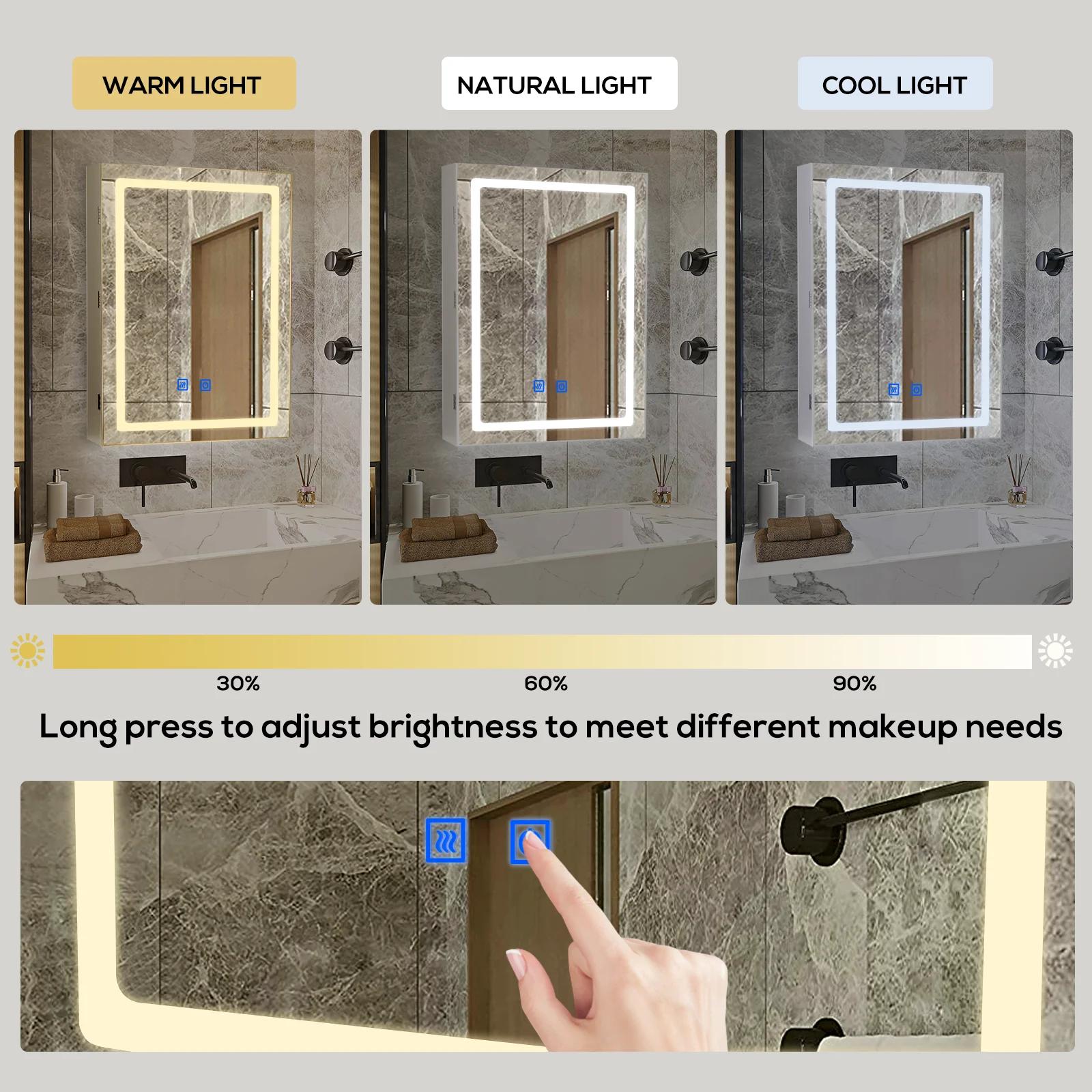 VOWNER HOMedicine-armoire avec lumières LED et miroir, avec étagère réglable, dél'offre buage, mode