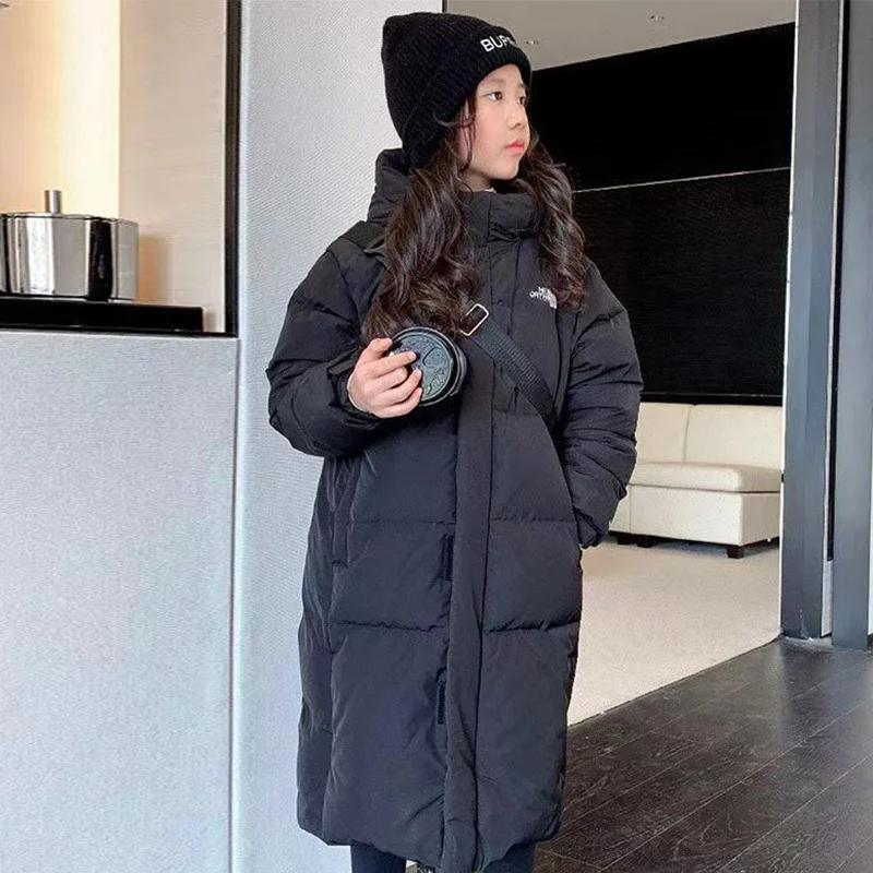 Manteau à capuche en coton pour adolescentes, veste longue et chaude, parkas rembourrées optiques, v