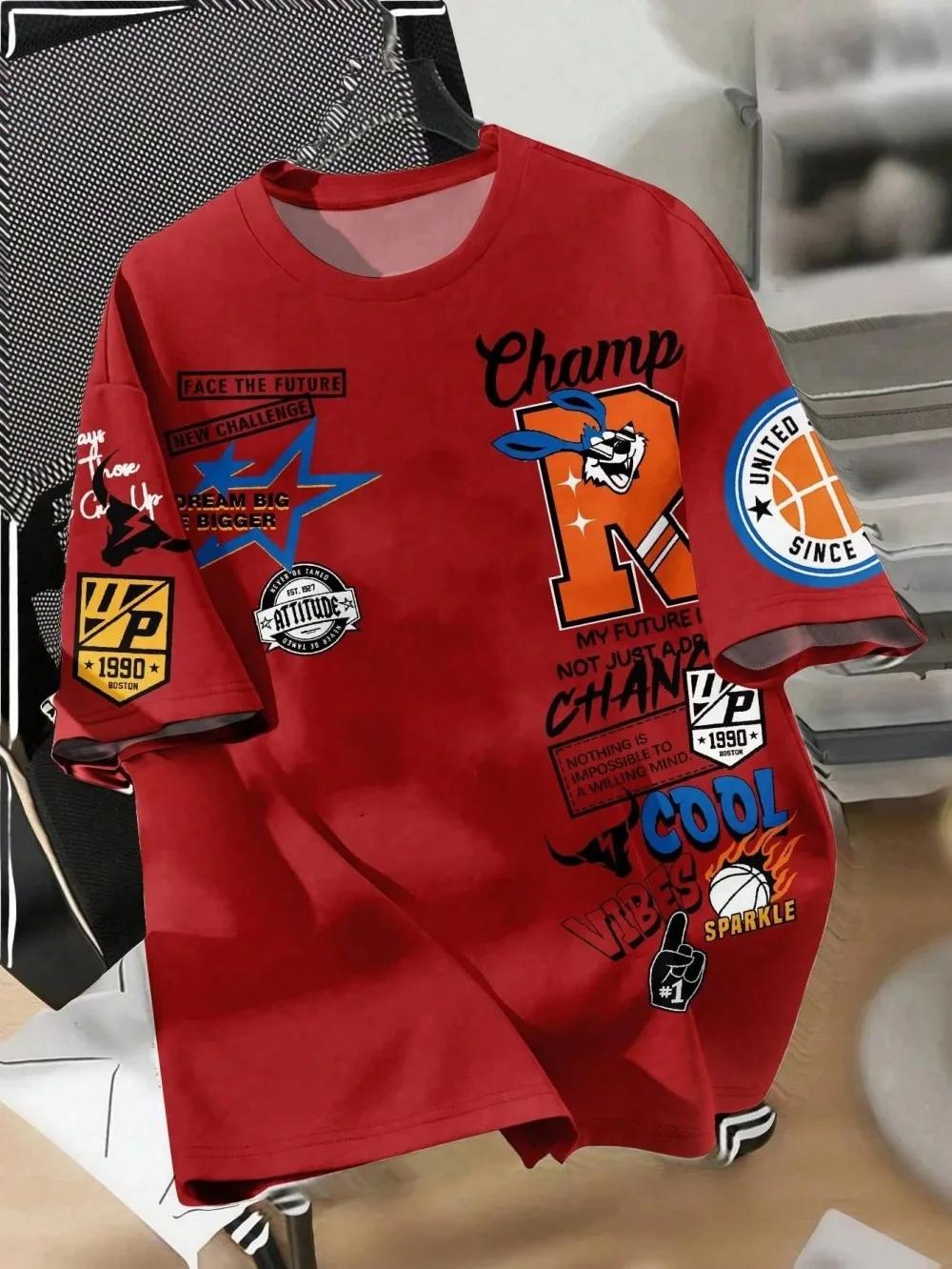 Nouveau T-shirt créatif respirant pour hommes avec motif imprimé Graffiti haut de sport confortable