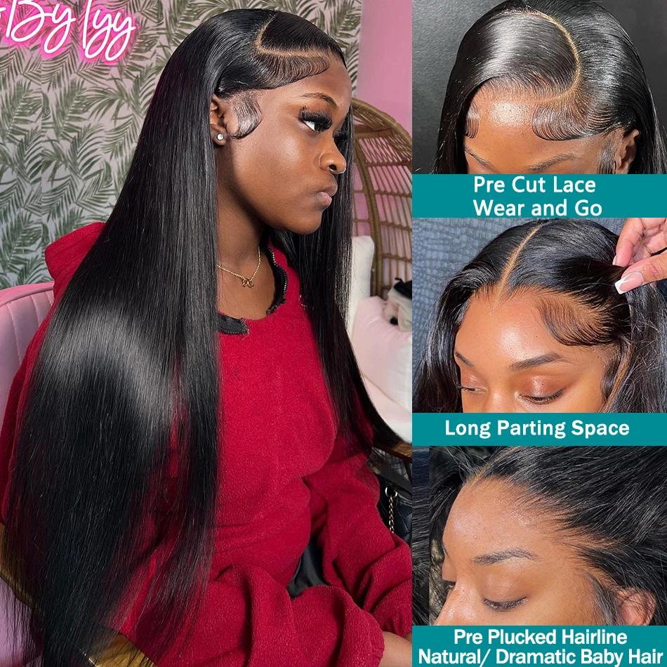 Sophia-Perruque Lace Front Wig sans colle naturelle, cheveux lisses, 13x6, 13x4, HD, 5x5, 6 tage, pr