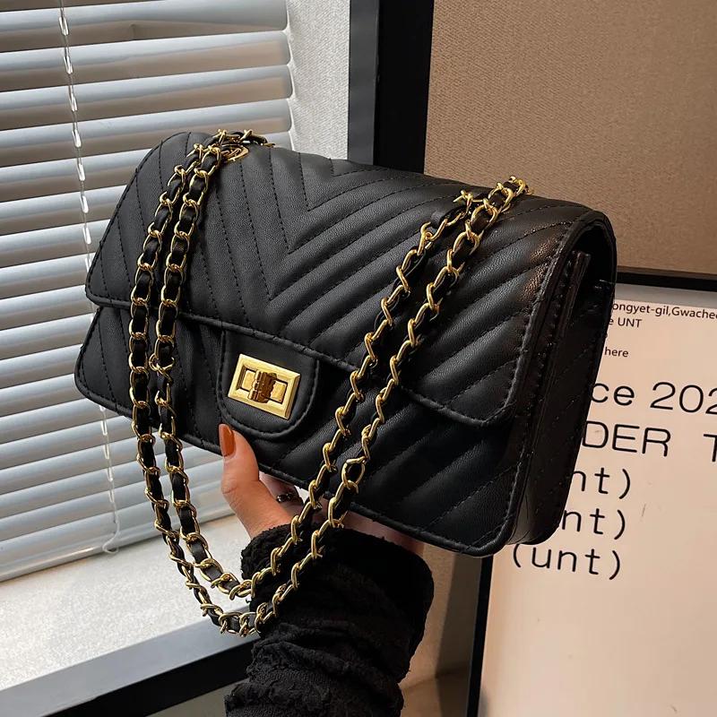 Nouveau Sac à Main Bandoulière Rétro 2026 avec Chaîne et Motif Losanges, Style Sous le Bras, Sensati