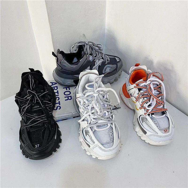 Marque Design noir gris femmes baskets mode nouveaux hommes grosses baskets belle rose papa chaussur