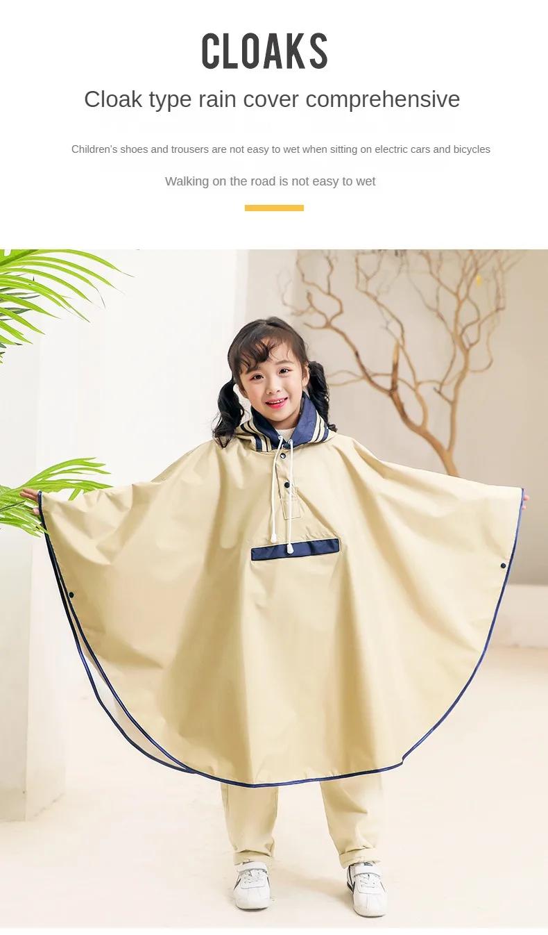 Manteau imperméable pour enfants, sacs d'école de style cape, version coréenne avancée, poncho pour